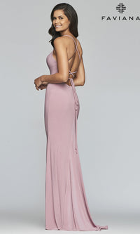 Faviana-Scoop-Neck Open-Back Prom Dress by Faviana