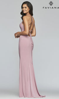 Faviana-Scoop-Neck Open-Back Prom Dress by Faviana