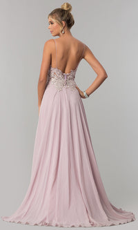 Zoey Grey Private Label-Long V-Neck Open-Back Chiffon Prom Dress by PromGirl