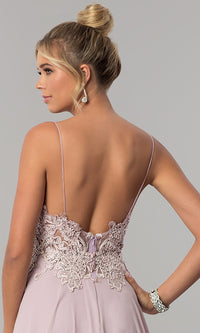 Zoey Grey Private Label-Long V-Neck Open-Back Chiffon Prom Dress by PromGirl
