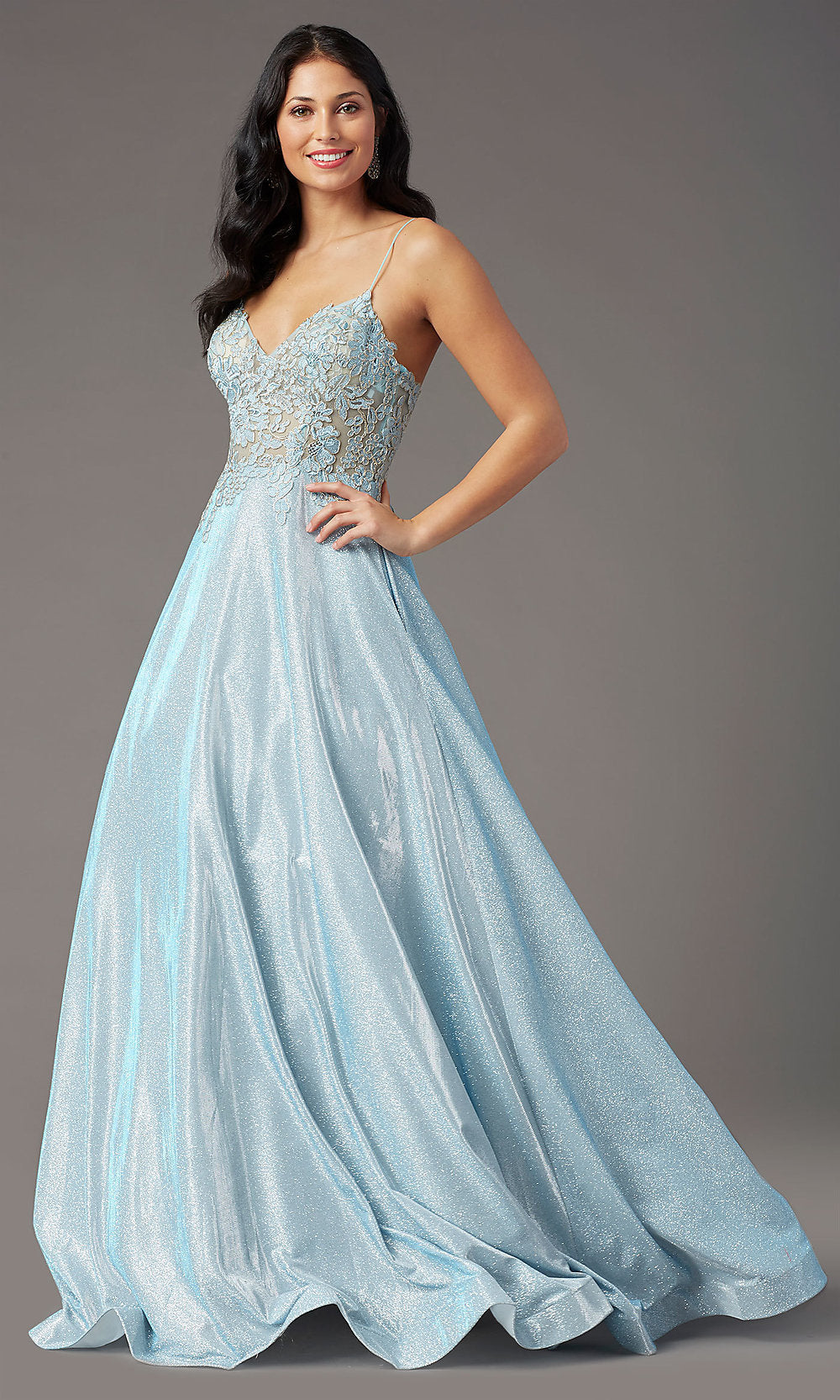 EmbroideredBodice ALine Long Prom Dress PromGirl