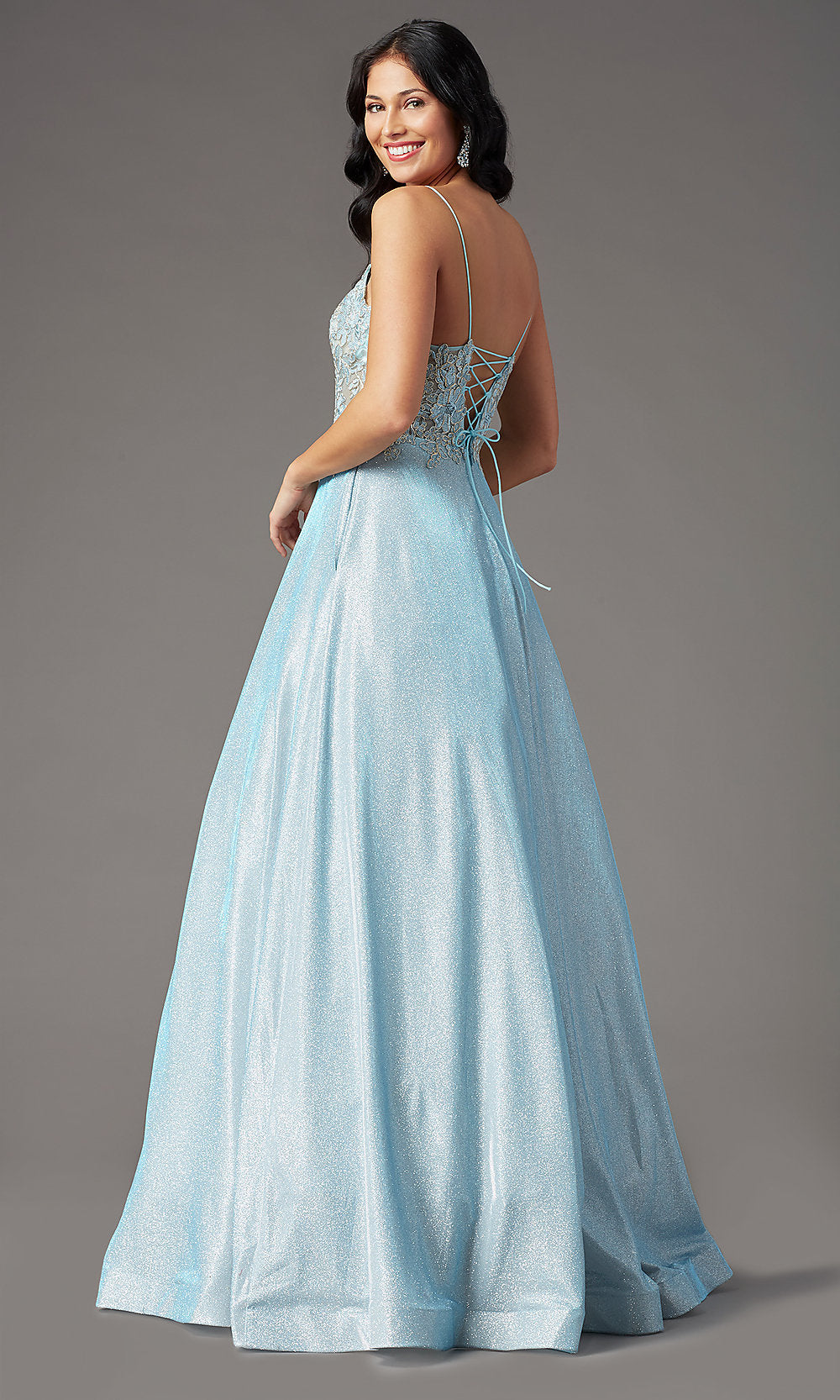 Long A-Line Embroidered-Bodice Prom Dress by PromGirl