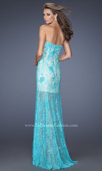 Strapless Sweetheart La Femme Long Lace Prom Dress