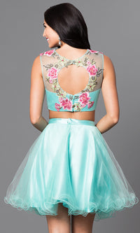 Embroidered-Applique Two-Piece Homecoming Dress