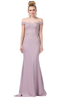 Dancing Queen-Off-the-Shoulder Mermaid Prom Dress with Train