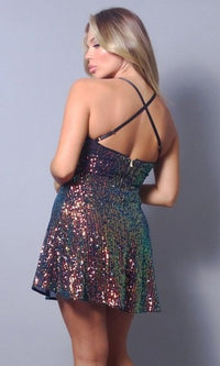 Short Sequin V-Neck Homecoming Dance Dress