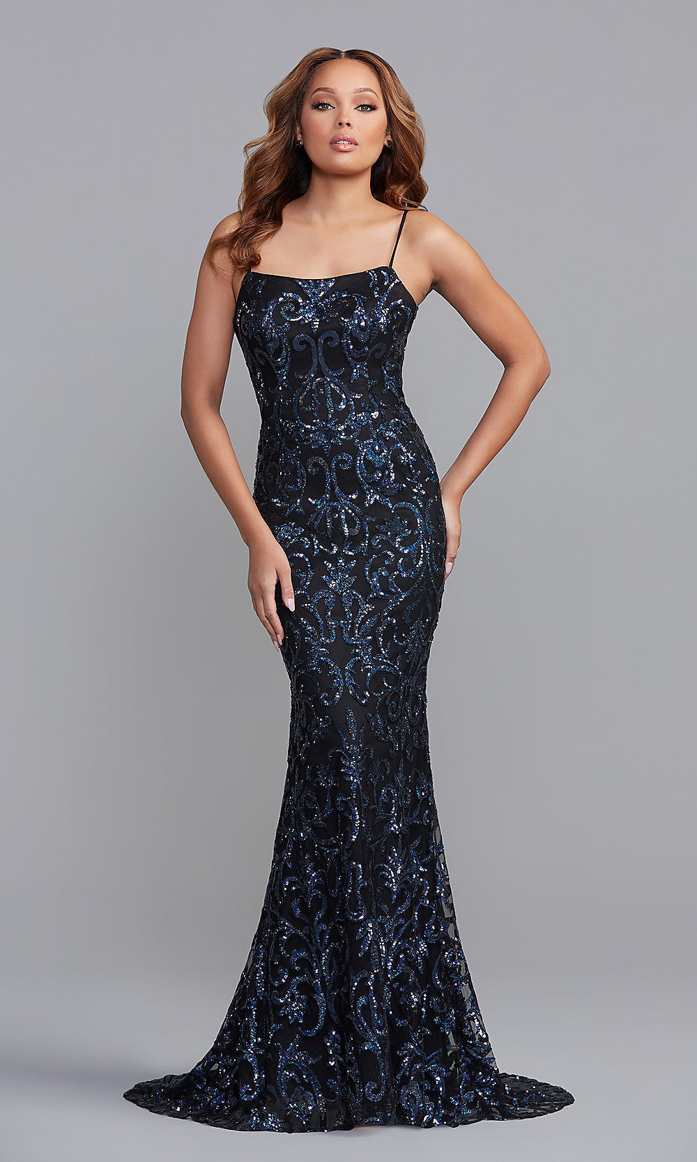 Promgirl Private Label-PromGirl Corset-Back Sexy Long Sequin Prom Dress