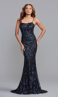 Promgirl Private Label-PromGirl Corset-Back Sexy Long Sequin Prom Dress