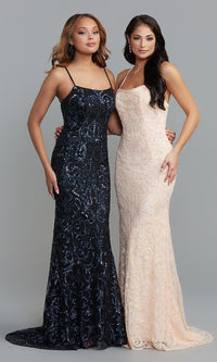 Promgirl Private Label-PromGirl Corset-Back Sexy Long Sequin Prom Dress