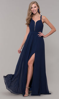 Long Sleeveless Prom Dress with Pleating