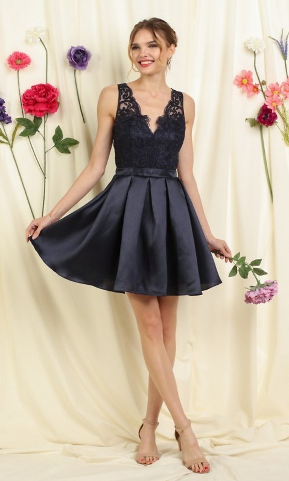 Lace Bodice A-Line Short Homecoming Dance Dress