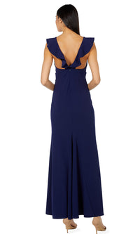 Jump-Ruffle V-Neck Simple Long Prom Dress 10982 by Jump