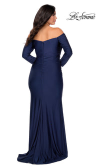 La Femme-Off-the-Shoulder La Femme Plus-Size Prom Dress