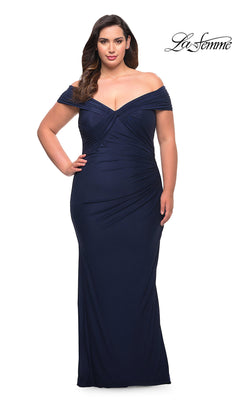 La Femme-Form-Fitting Long La Femme Plus-Size Prom Dress