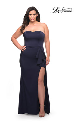 La Femme Strapless Long Plus-Size Prom Dress -PromGirl Mauve / 20W La Femme Strapless Long Plus-Size Prom Dress -PromGirl Mauve / 20W