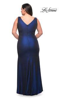 La Femme-La Femme Metallic Long Plus-Size Formal Prom Dress