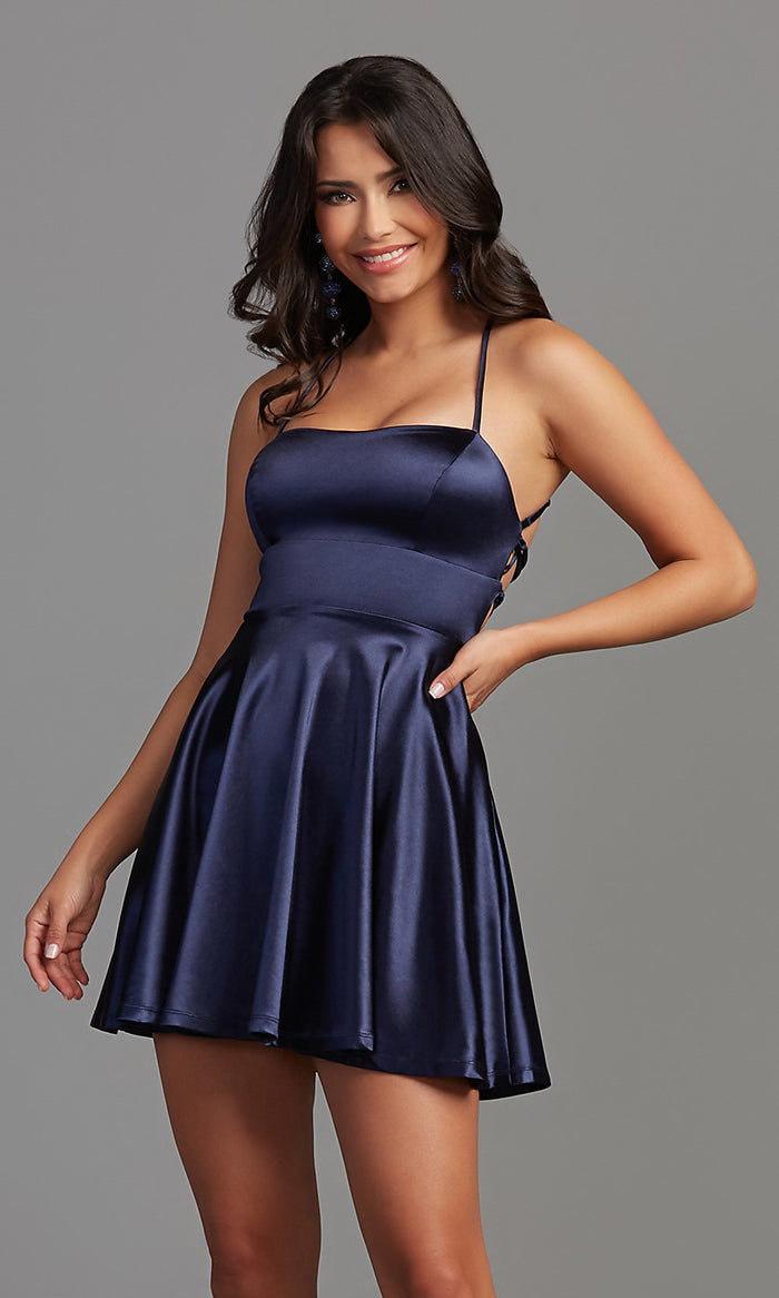 Backless Short Cute Homecoming Dress with Pockets