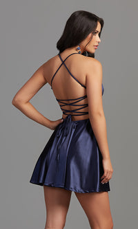 Backless Short Cute Homecoming Dress with Pockets