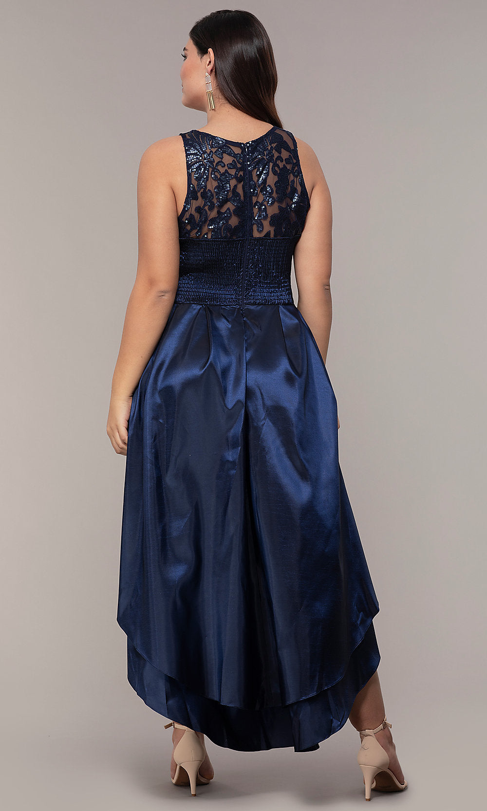 Miss Kim Simply Label-High-Low Sequin-Bodice Plus-Size Prom Dress by Simply