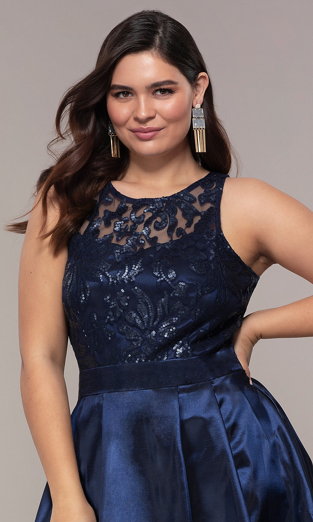 Miss Kim Simply Label-High-Low Sequin-Bodice Plus-Size Prom Dress by Simply