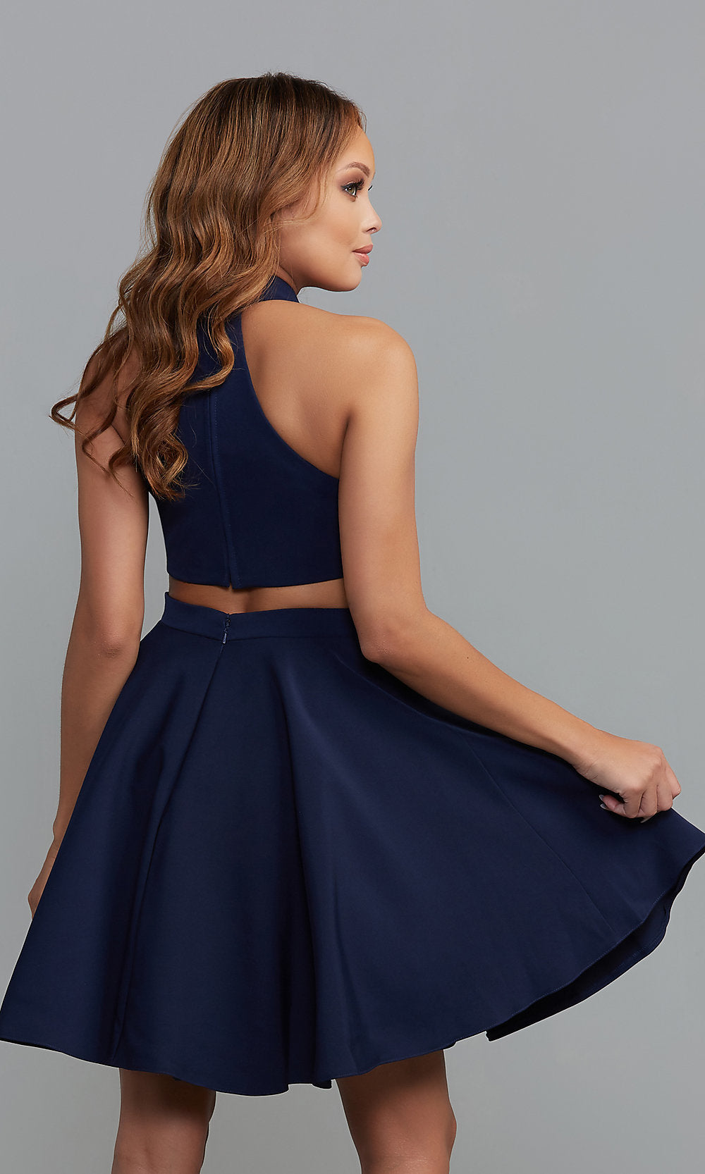 Sherri Hill-A-Line Short Homecoming Dress with High Neck