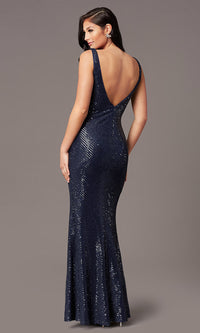 Tight Long Sequin V-Neck Prom Dress by PromGirl