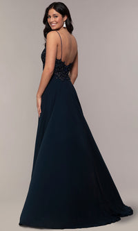 Zoey Grey Private Label-Long V-Neck Open-Back Chiffon Prom Dress by PromGirl