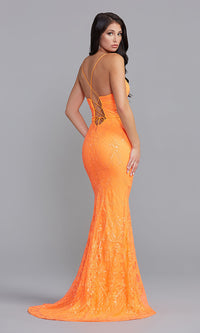 Promgirl Private Label-Corset-Back Long Sequin Prom Dress by PromGirl