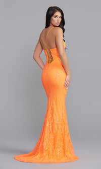 Corset-Back Long Sequin Prom Dress by PromGirl