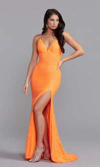 Promgirl Private Label-Corset-Back Long Sequin Prom Dress by PromGirl