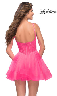 Bright Neon Pink Short La Femme Homecoming Dress