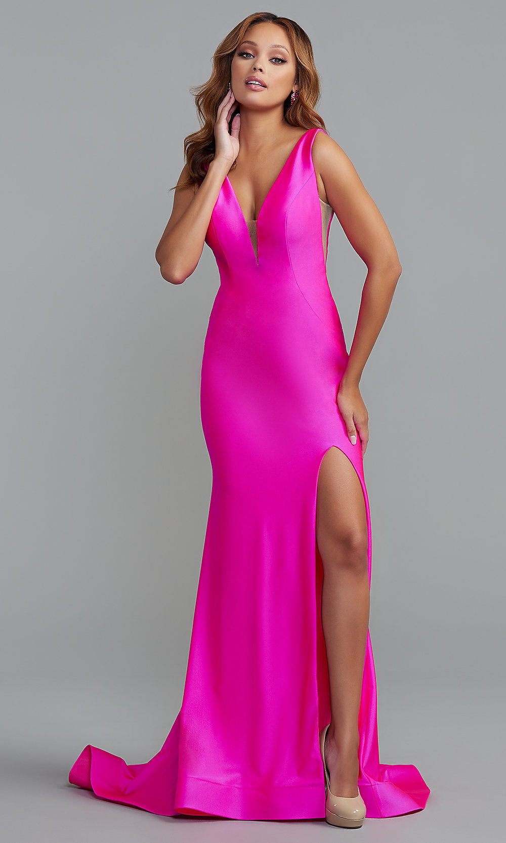 Promgirl Private Label-PromGirl Sleek Long Prom Dress with Sheer Sides