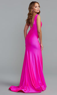 Promgirl Private Label-PromGirl Sleek Long Prom Dress with Sheer Sides