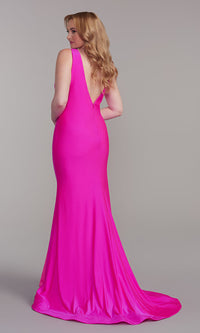 Promgirl Private Label-PromGirl Sleek Long Prom Dress with Sheer Sides