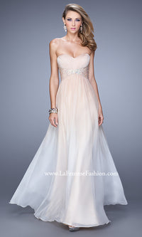 La Femme Strappy-Back Strapless Long Prom Dress