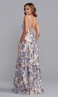 Promgirl Private Label-PromGirl Multicolor-Sequin A-Line Long Prom Dress