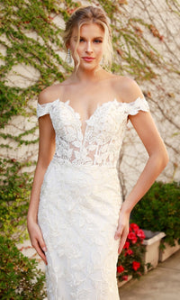 Narianna-Embroidered Long White Formal Dress