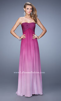 La Femme-Long Strapless Ombre Prom Dress by La Femme 