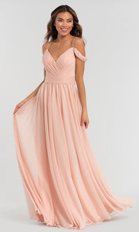 Cold-Shoulder Stretch-Chiffon Long Prom Dress