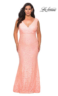 Empire-Waist Long Plus-Size Prom Dress by La Femme
