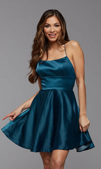 Simple Corset-Back Short A-Line Homecoming Dress