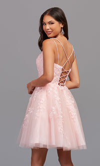 PromGirl Corset-Back Short Babydoll Prom Dress