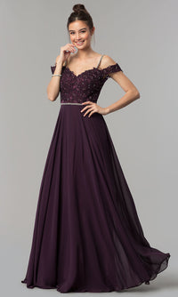 Dancing Queen-Cold-Shoulder Sweetheart Long Chiffon Prom Dress