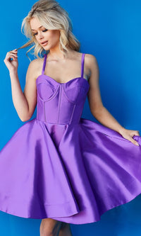 Purple Jovani Short Homecoming Dress with Bustier