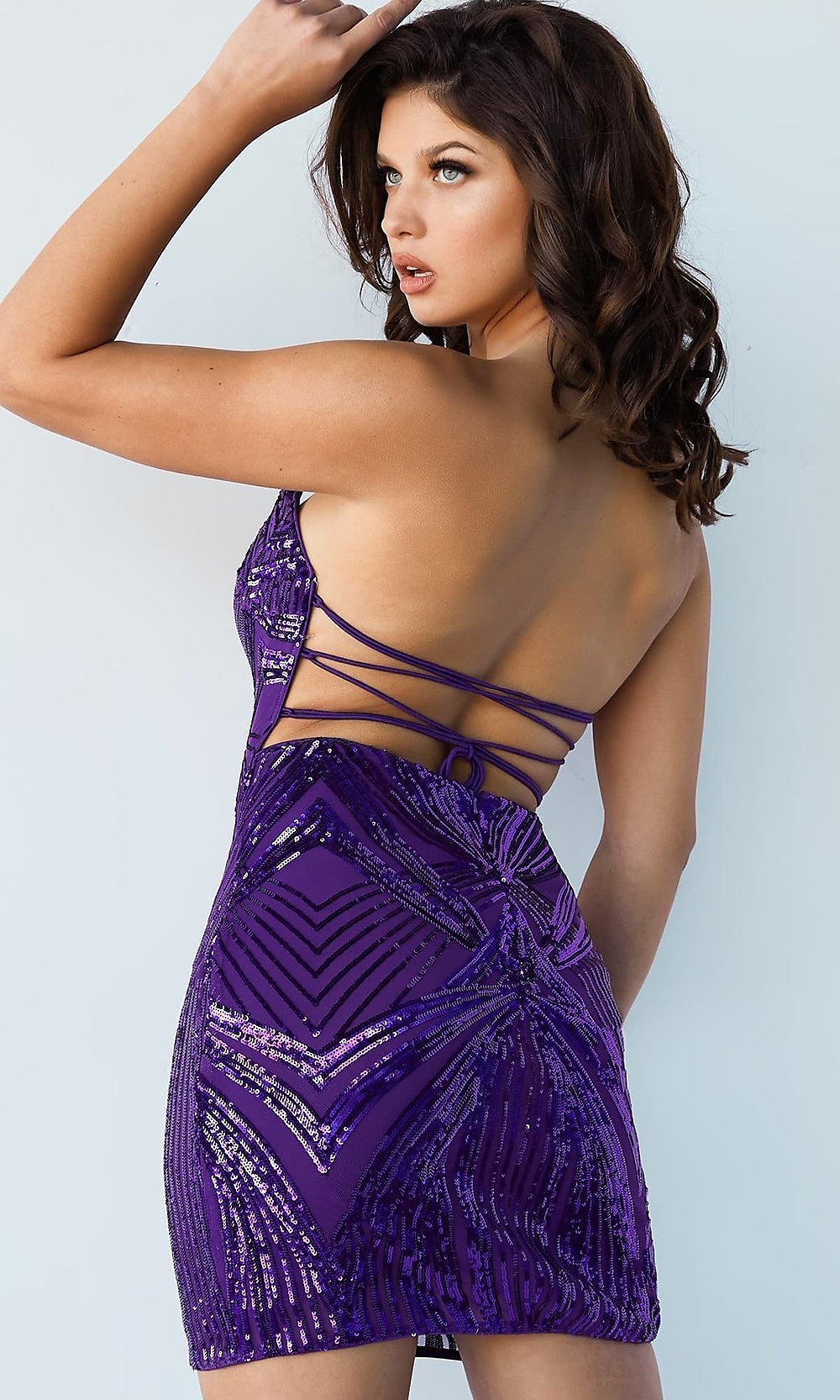 Jovani 47012 - Geometric Sequin Cutout Back Short Dress main image 0
