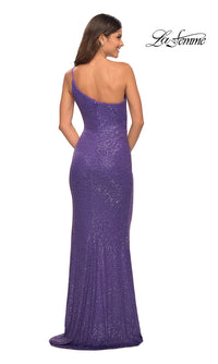 La Femme-La Femme Long Sequin One-Shoulder Prom Dress