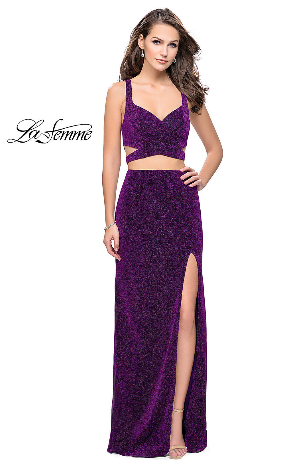 Two-Piece La Femme Prom Dress with Open Back