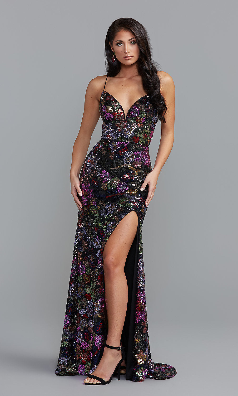 PromGirl Multicolor Long Sequin Prom Dress