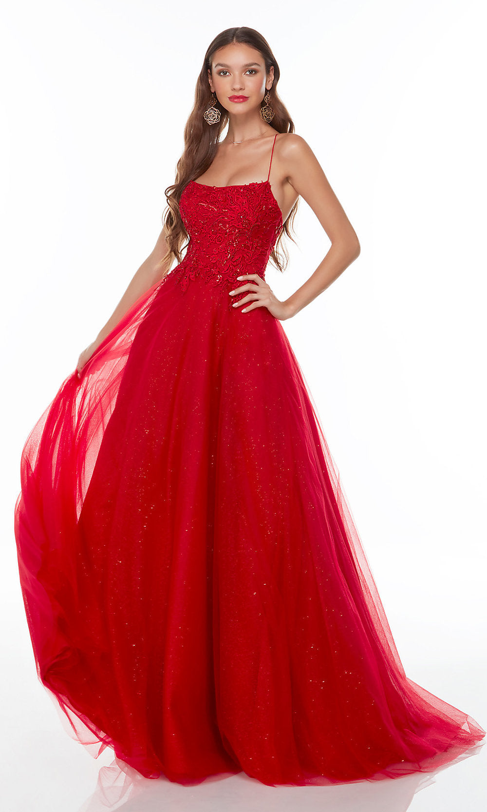 Aflede laver mad Kilimanjaro Alyce Long Red Glitter Prom Ball Gown - PromGirl