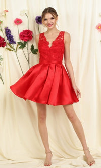Soieblu FG-Lace Bodice A-Line Short Homecoming Dance Dress